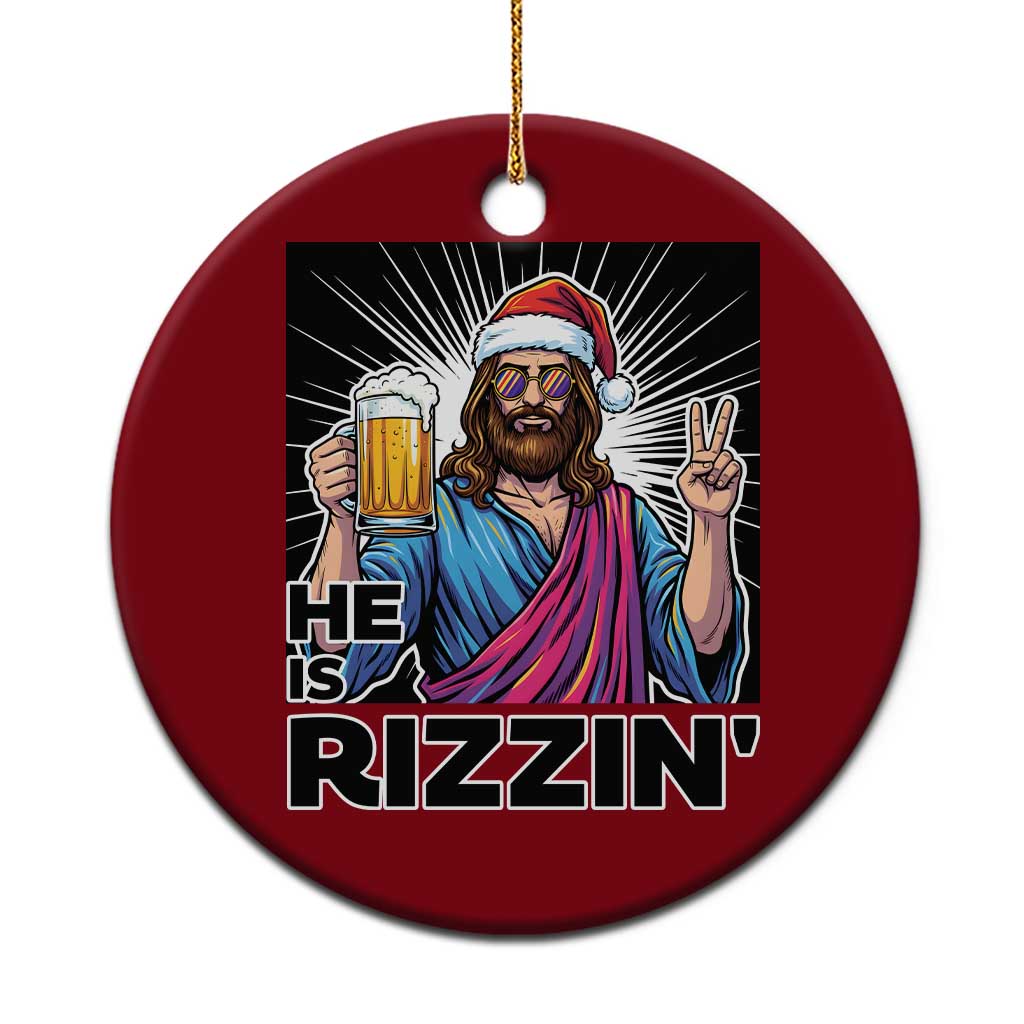 Jesus Xmas Ceramic Ornament Funny Drinking Beer Xmas Holiday - Wonder Print Shop