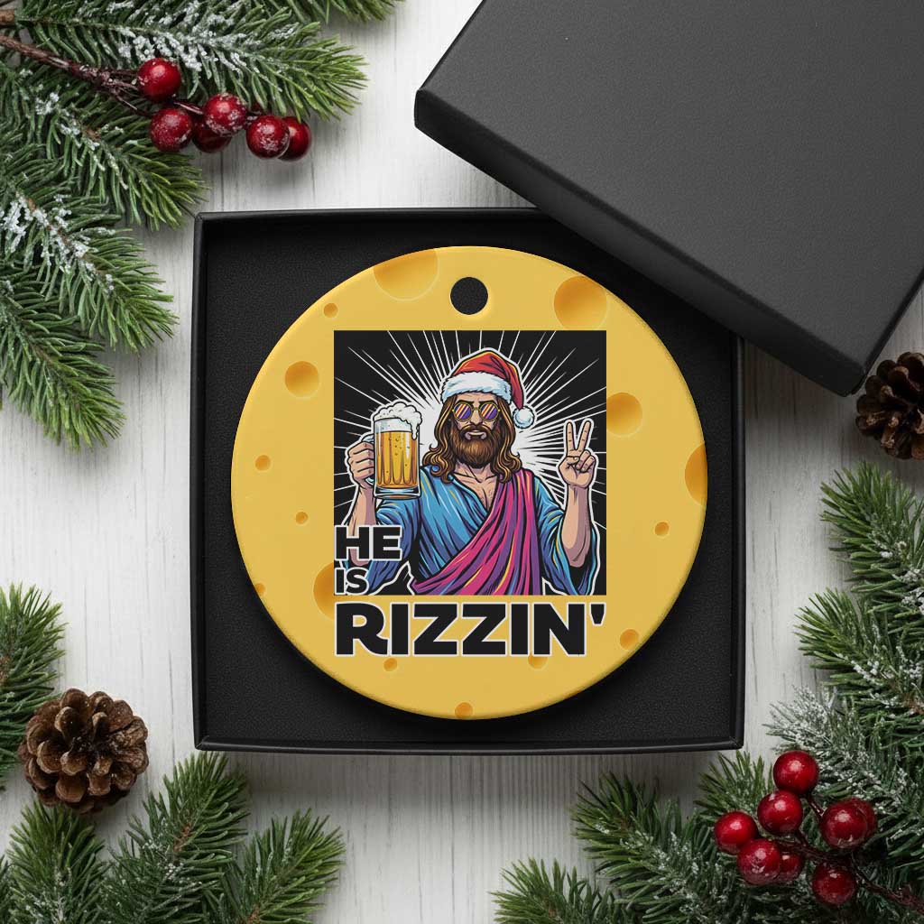 Jesus Xmas Ceramic Ornament Funny Drinking Beer Xmas Holiday - Wonder Print Shop