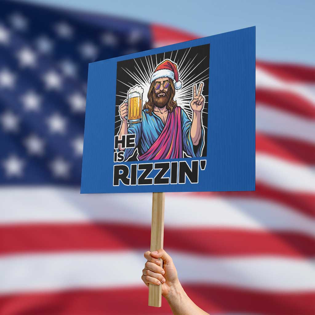 Jesus Christmas Protest Sign Funny Drinking Beer Xmas Holiday - Wonder Print Shop