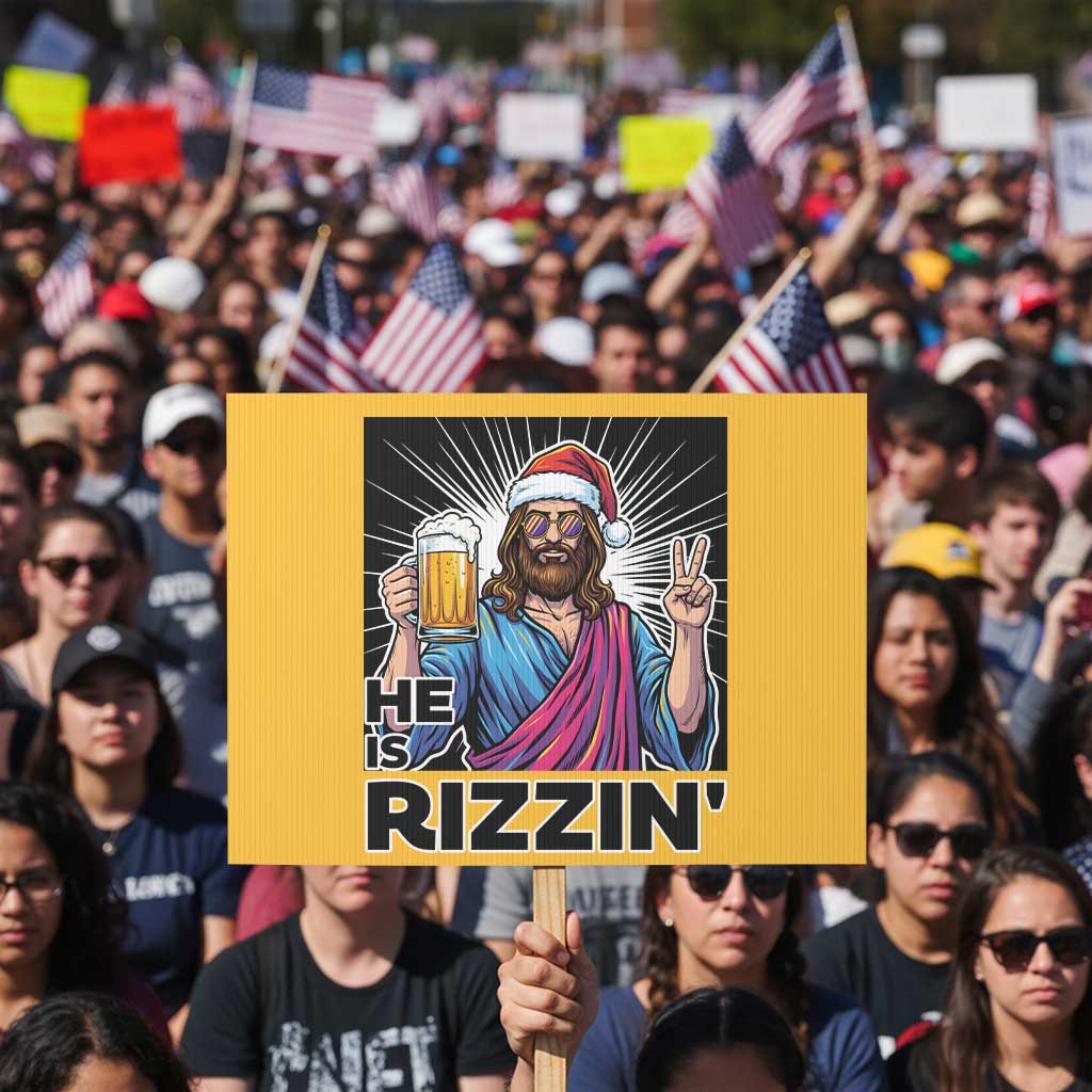 Jesus Christmas Protest Sign Funny Drinking Beer Xmas Holiday - Wonder Print Shop