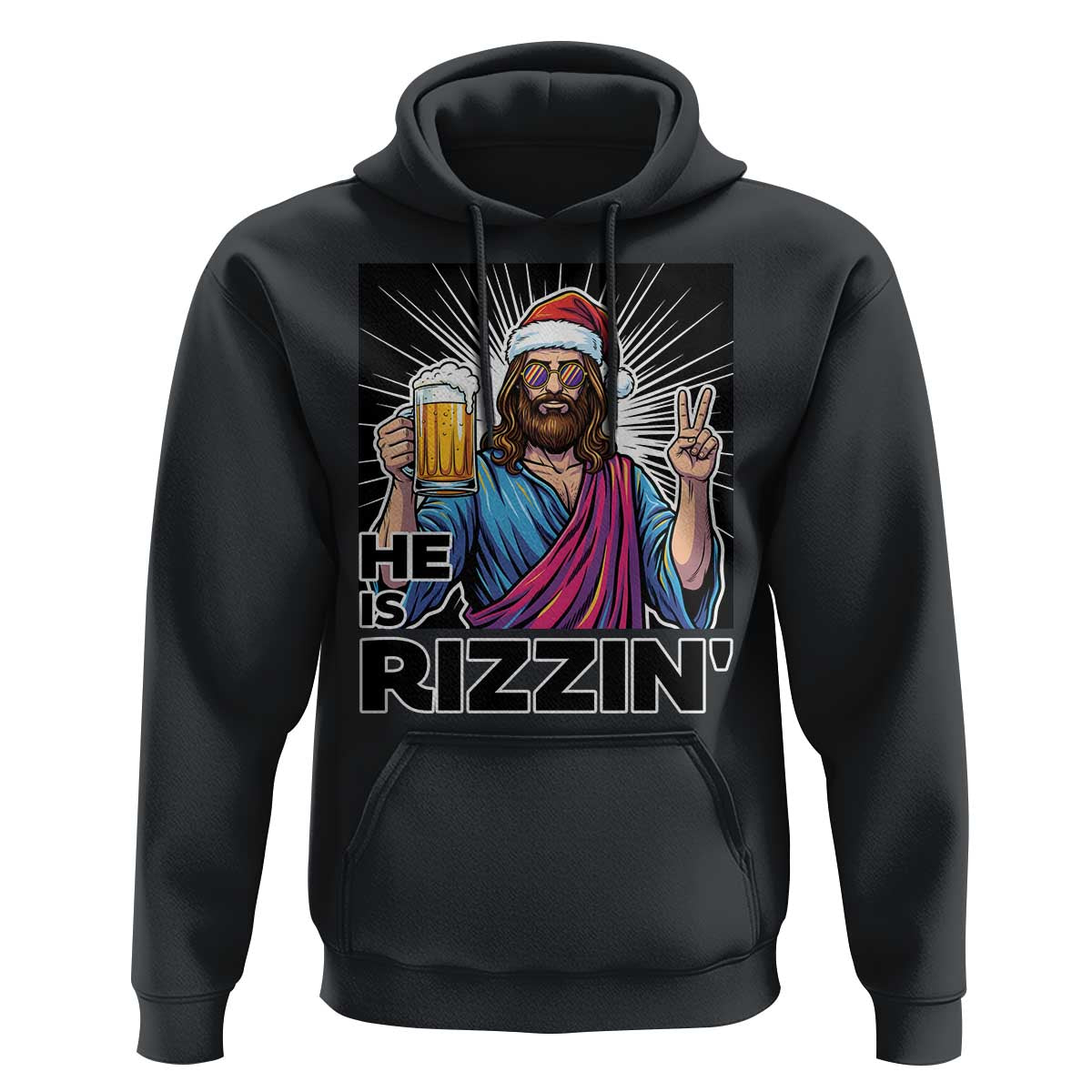 Jesus Christmas Hoodie Funny Drinking Beer Xmas Holiday - Wonder Print Shop