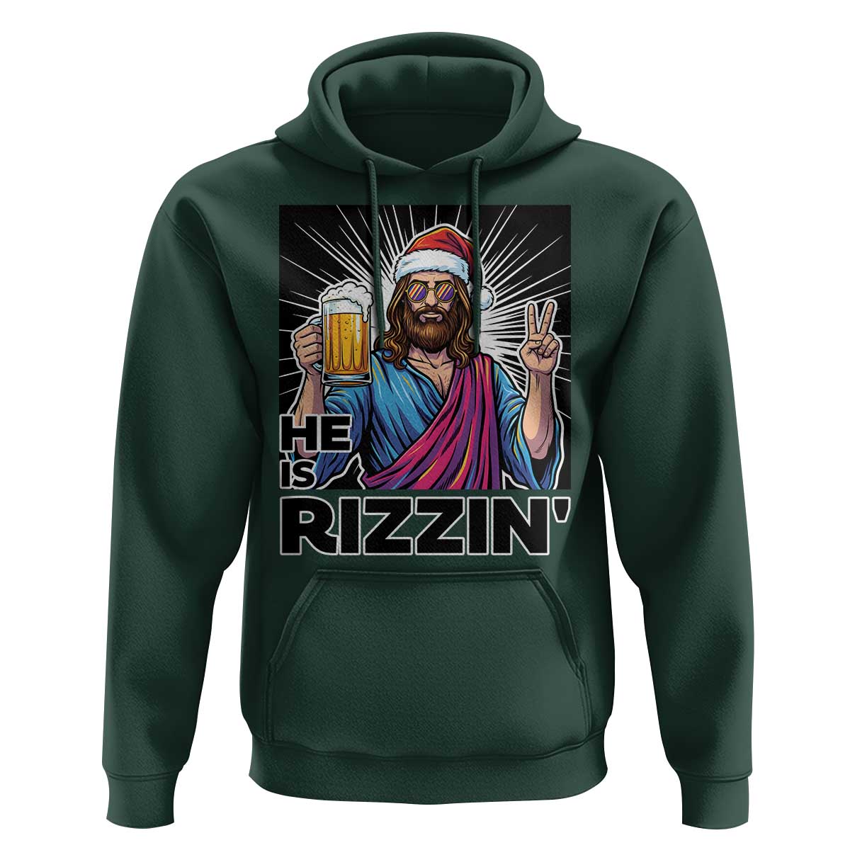 Jesus Christmas Hoodie Funny Drinking Beer Xmas Holiday - Wonder Print Shop