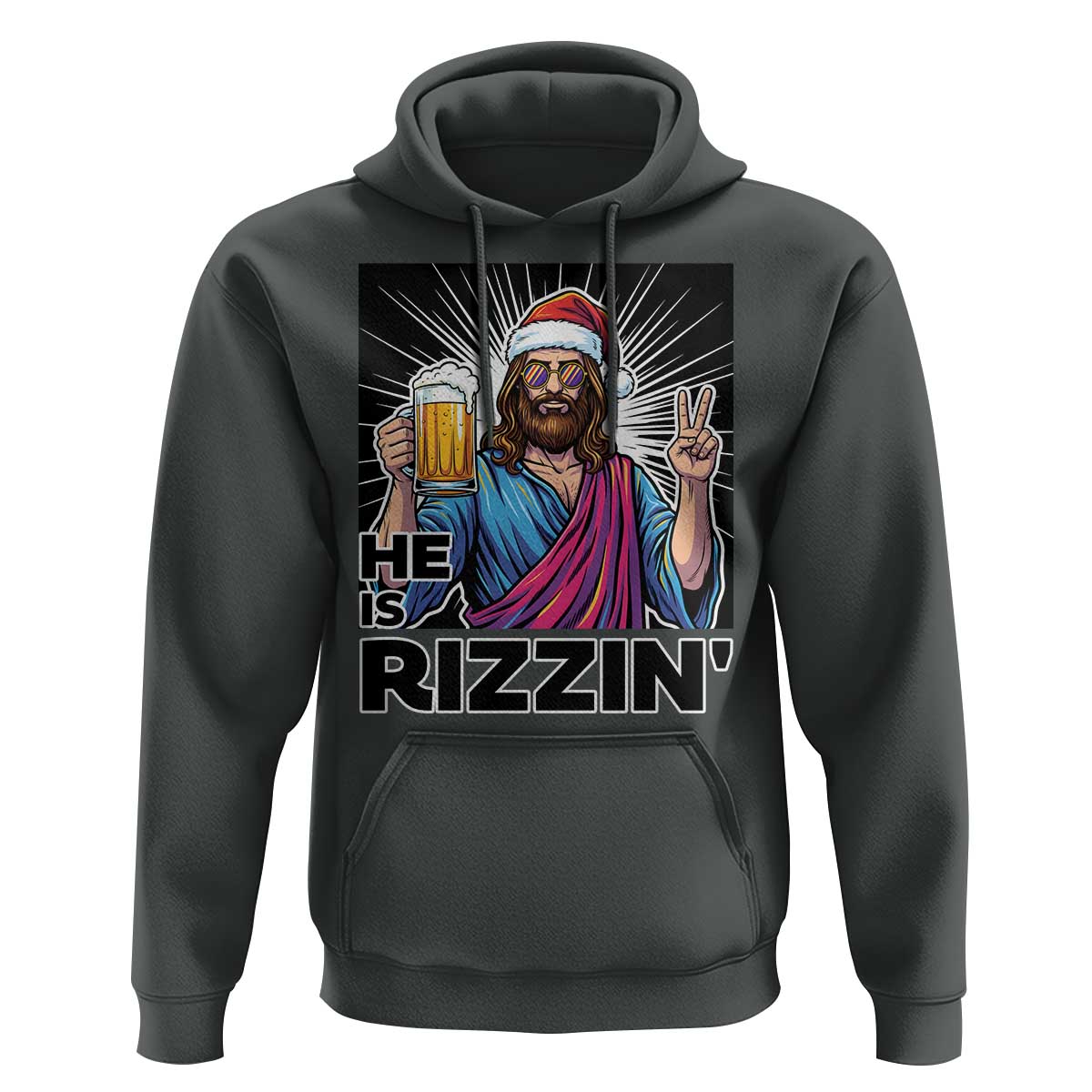 Jesus Christmas Hoodie Funny Drinking Beer Xmas Holiday - Wonder Print Shop