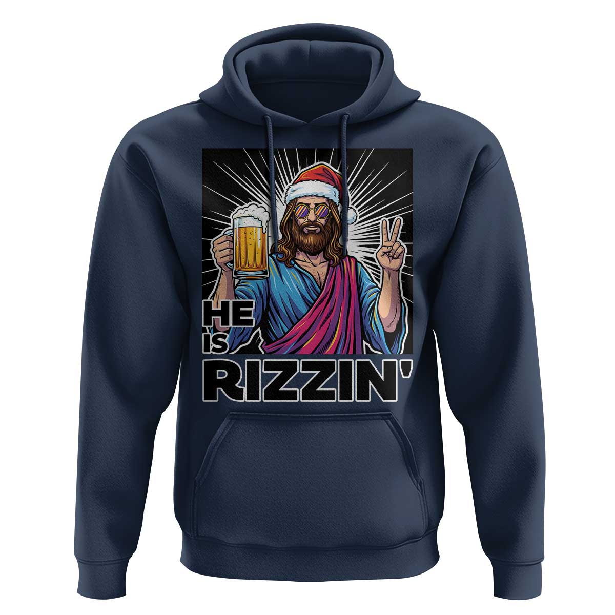 Jesus Christmas Hoodie Funny Drinking Beer Xmas Holiday - Wonder Print Shop