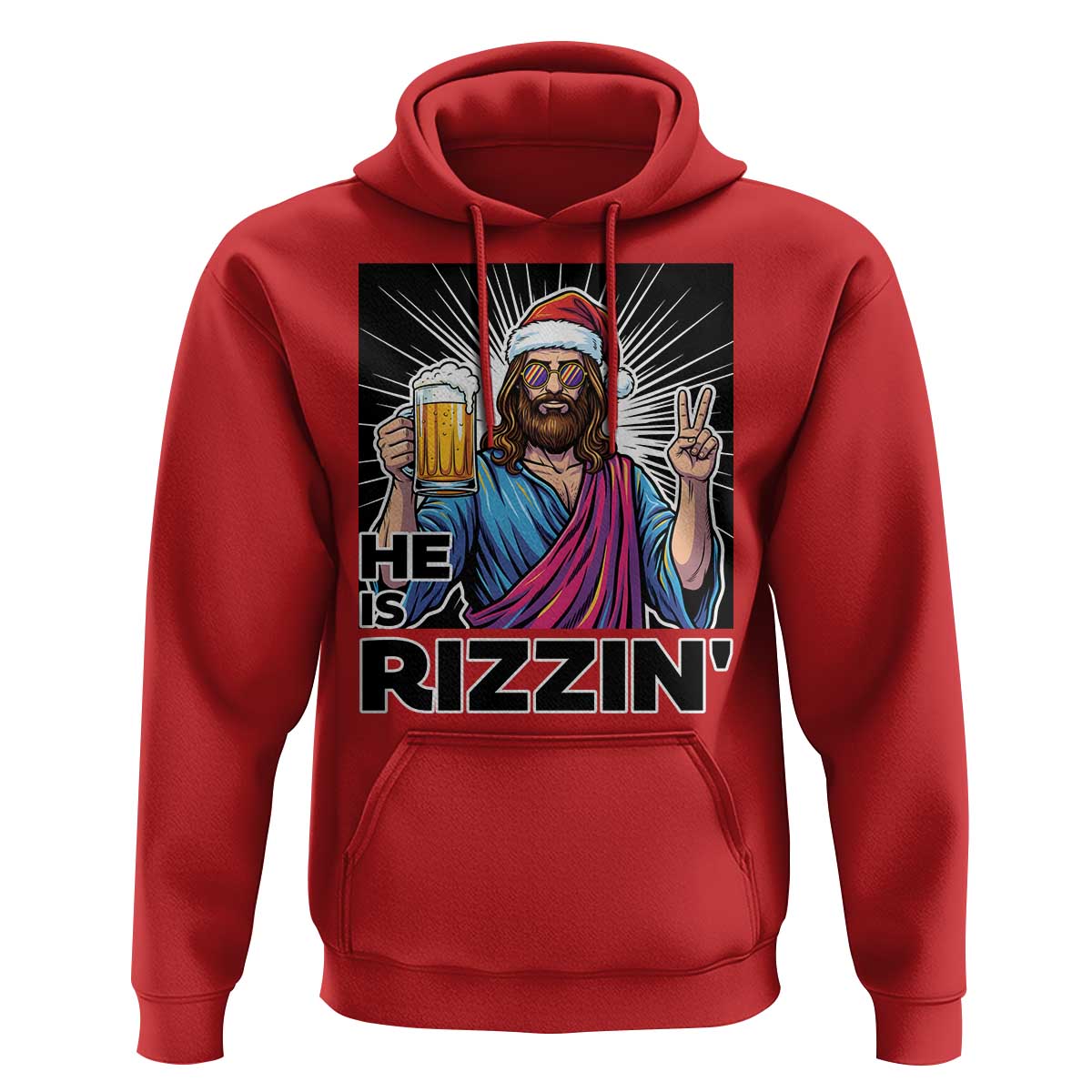 Jesus Christmas Hoodie Funny Drinking Beer Xmas Holiday - Wonder Print Shop