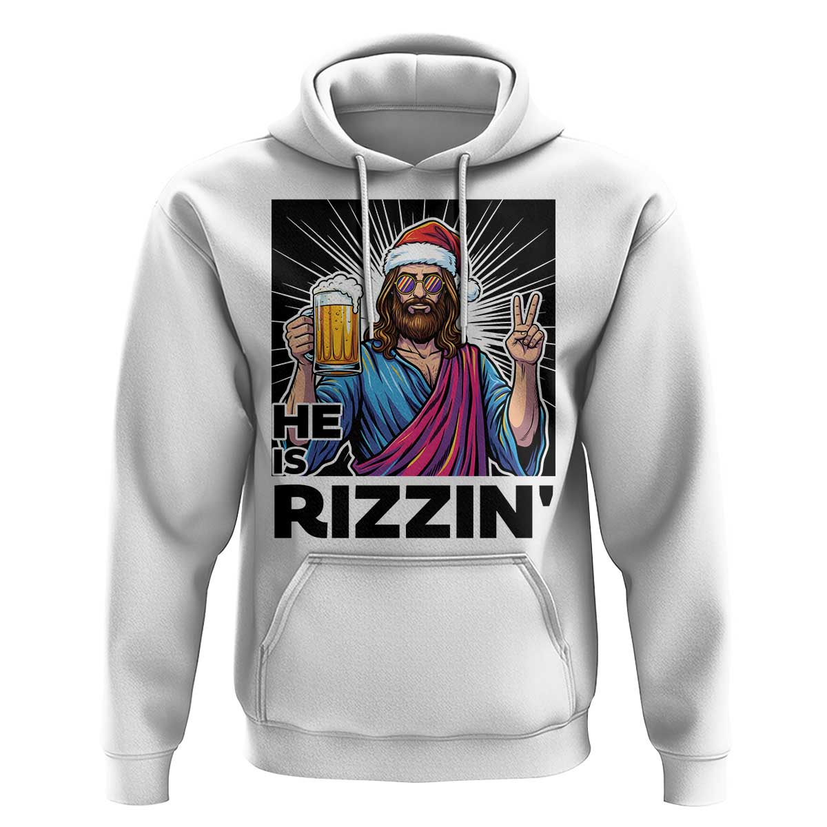 Jesus Christmas Hoodie Funny Drinking Beer Xmas Holiday - Wonder Print Shop