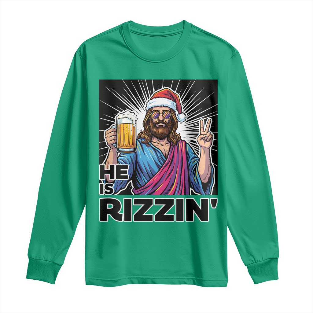 Jesus Christmas Long Sleeve Shirt Funny Drinking Beer Xmas Holiday - Wonder Print Shop