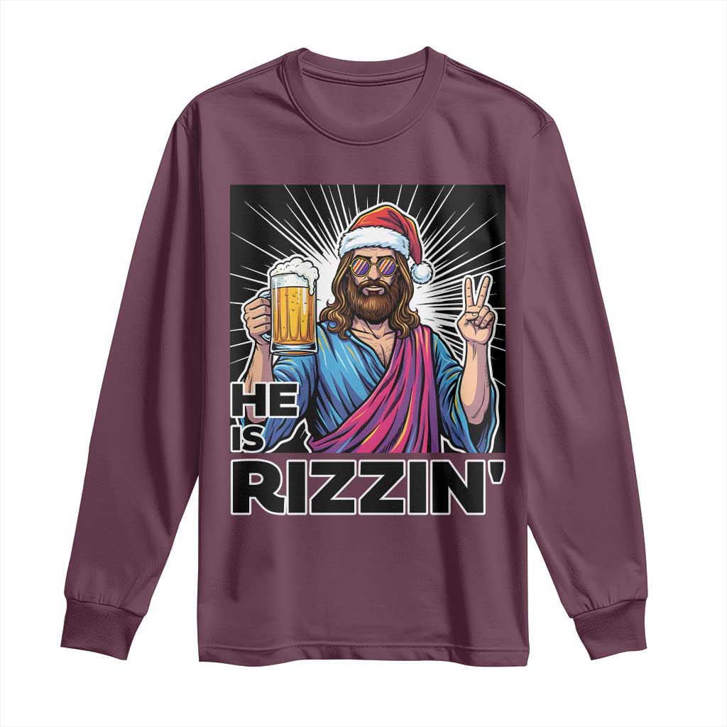 Jesus Christmas Long Sleeve Shirt Funny Drinking Beer Xmas Holiday - Wonder Print Shop