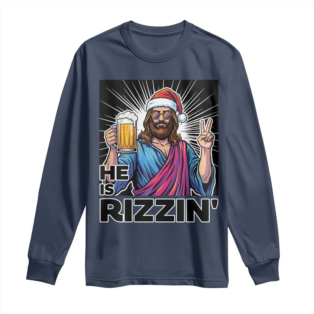 Jesus Christmas Long Sleeve Shirt Funny Drinking Beer Xmas Holiday - Wonder Print Shop