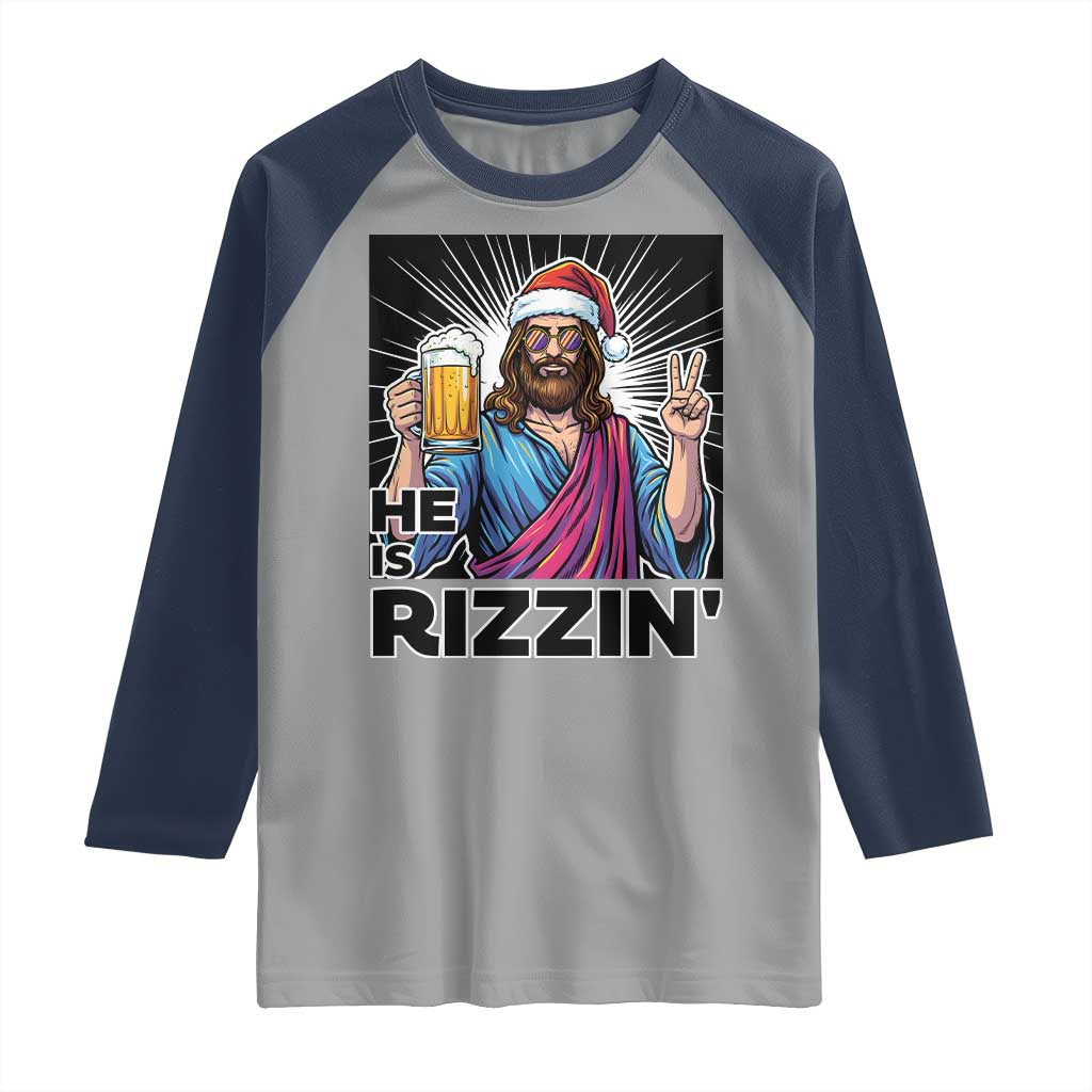 Jesus Christmas Raglan Shirt Funny Drinking Beer Xmas Holiday - Wonder Print Shop
