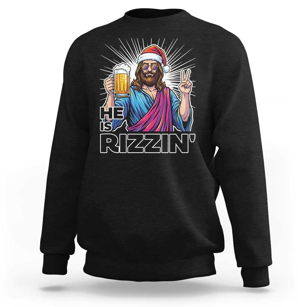 Jesus Christmas Sweatshirt Funny Drinking Beer Xmas Holiday - Wonder Print Shop