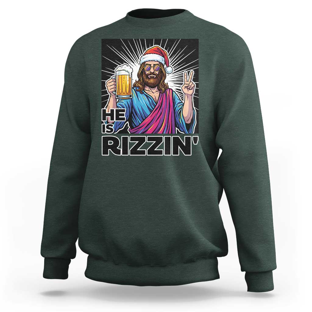 Jesus Christmas Sweatshirt Funny Drinking Beer Xmas Holiday - Wonder Print Shop