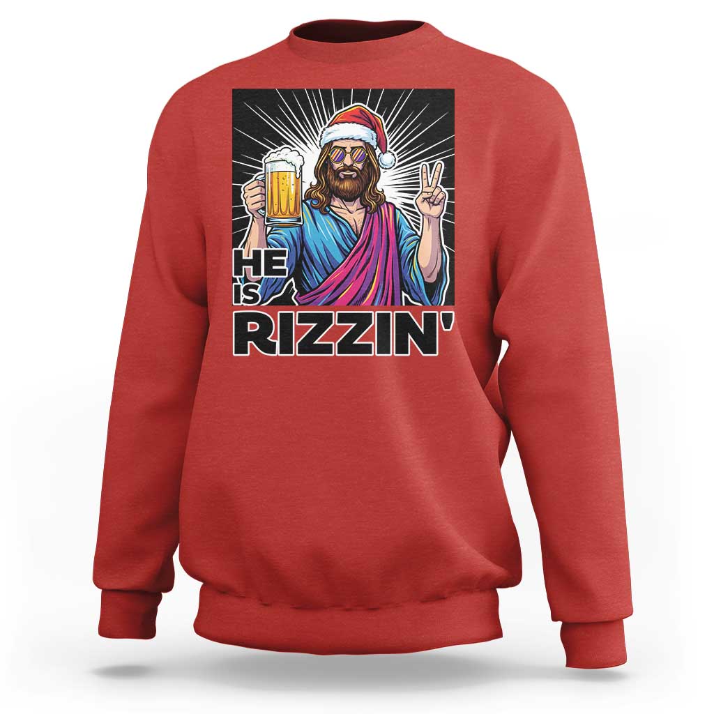 Jesus Christmas Sweatshirt Funny Drinking Beer Xmas Holiday - Wonder Print Shop