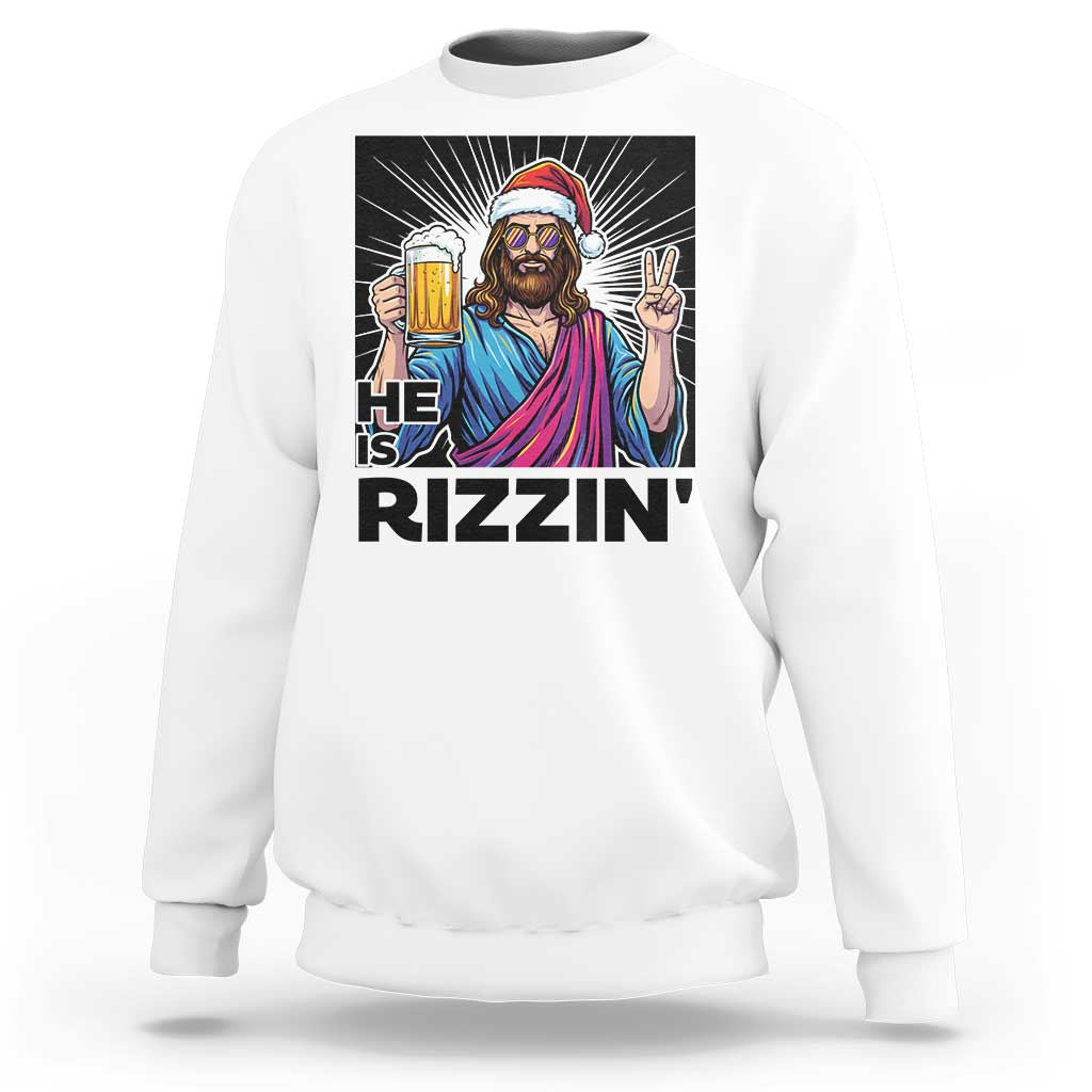 Jesus Christmas Sweatshirt Funny Drinking Beer Xmas Holiday - Wonder Print Shop