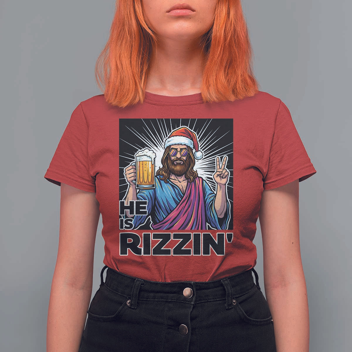 Jesus Christmas T Shirt For Women Funny Drinking Beer Xmas Holiday - Wonder Print Shop