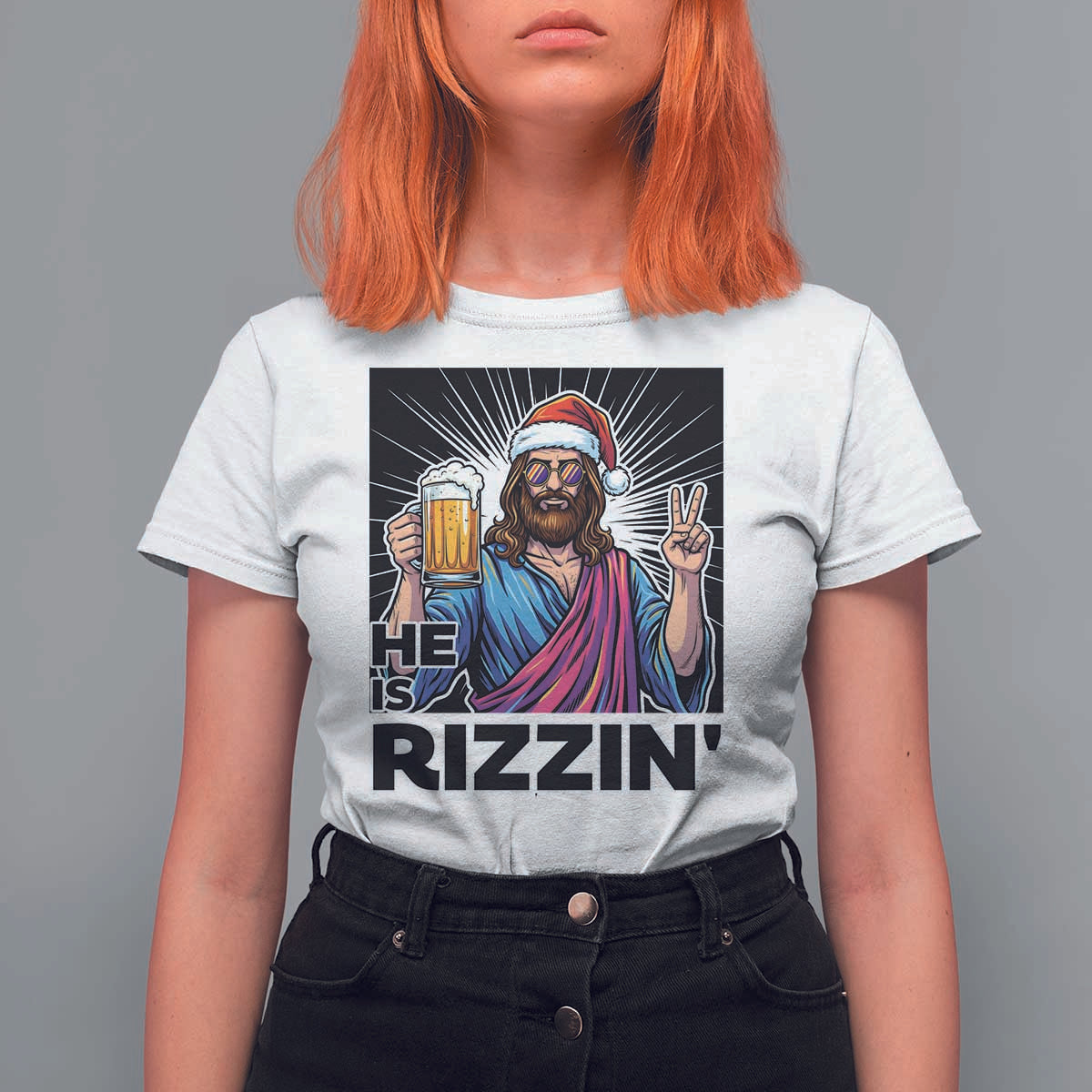 Jesus Christmas T Shirt For Women Funny Drinking Beer Xmas Holiday - Wonder Print Shop