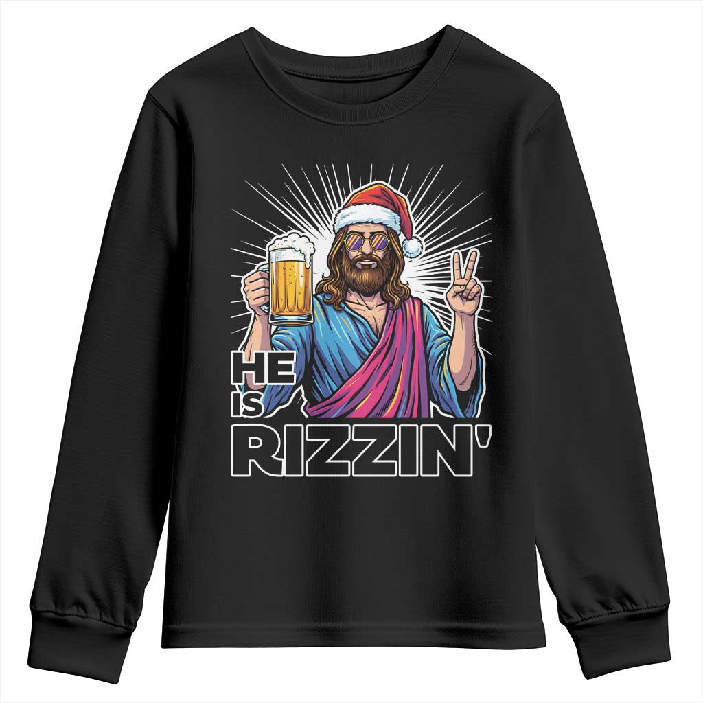 Jesus Christmas Youth Sweatshirt Funny Drinking Beer Xmas Holiday - Wonder Print Shop