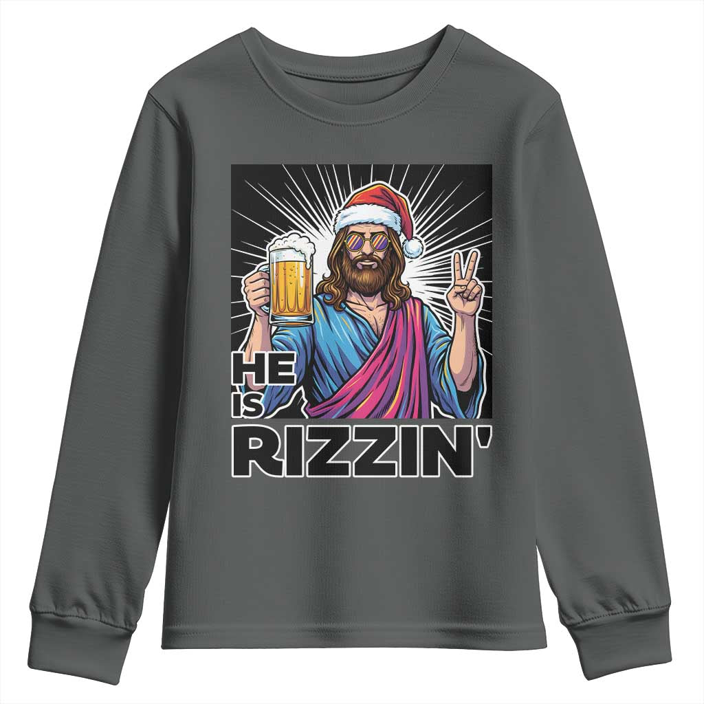 Jesus Christmas Youth Sweatshirt Funny Drinking Beer Xmas Holiday - Wonder Print Shop