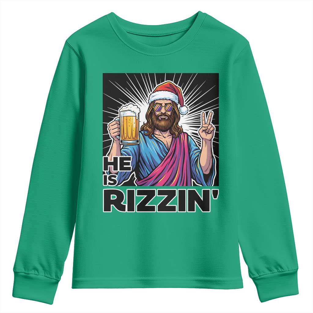 Jesus Christmas Youth Sweatshirt Funny Drinking Beer Xmas Holiday - Wonder Print Shop