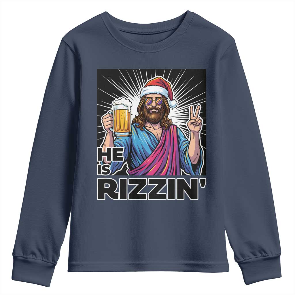 Jesus Christmas Youth Sweatshirt Funny Drinking Beer Xmas Holiday - Wonder Print Shop