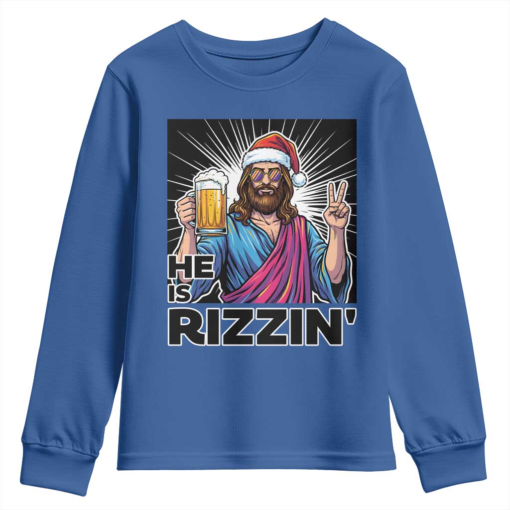 Jesus Christmas Youth Sweatshirt Funny Drinking Beer Xmas Holiday - Wonder Print Shop