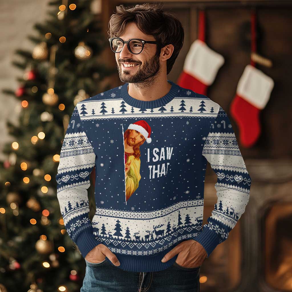Jesus Xmas Meme Ugly Christmas Sweater I Saw That - Wonder Print Shop