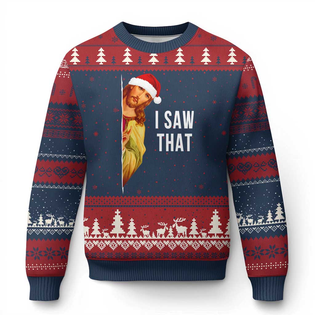 Jesus Xmas Meme Ugly Christmas Sweater I Saw That - Wonder Print Shop