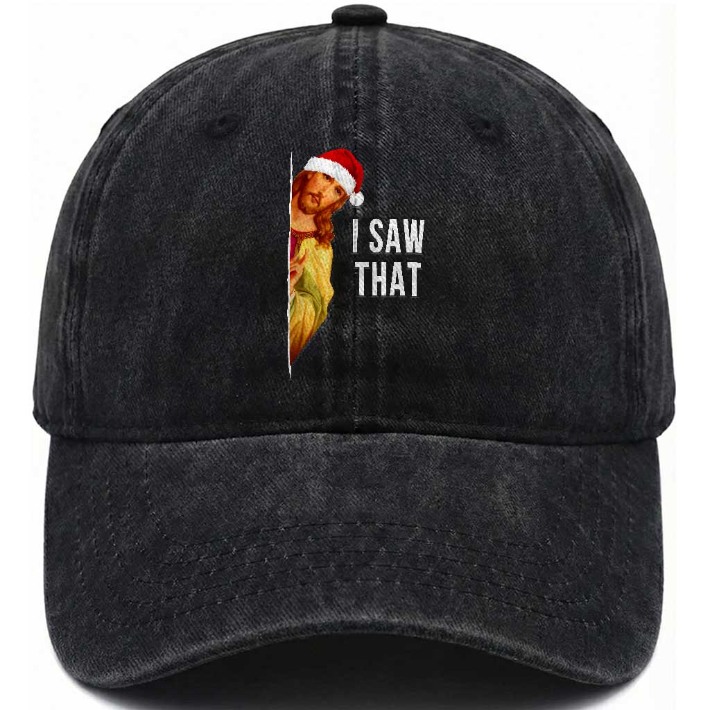 Jesus Christmas Meme Washed Cotton Baseball Cap I Saw That