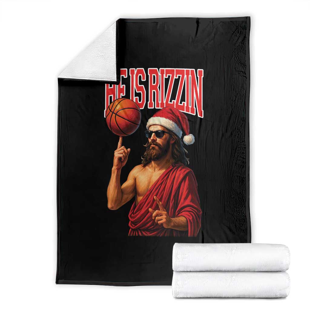 Jesus Basketball Christmas Throw Blanket He Is Rizzin - Wonder Print Shop