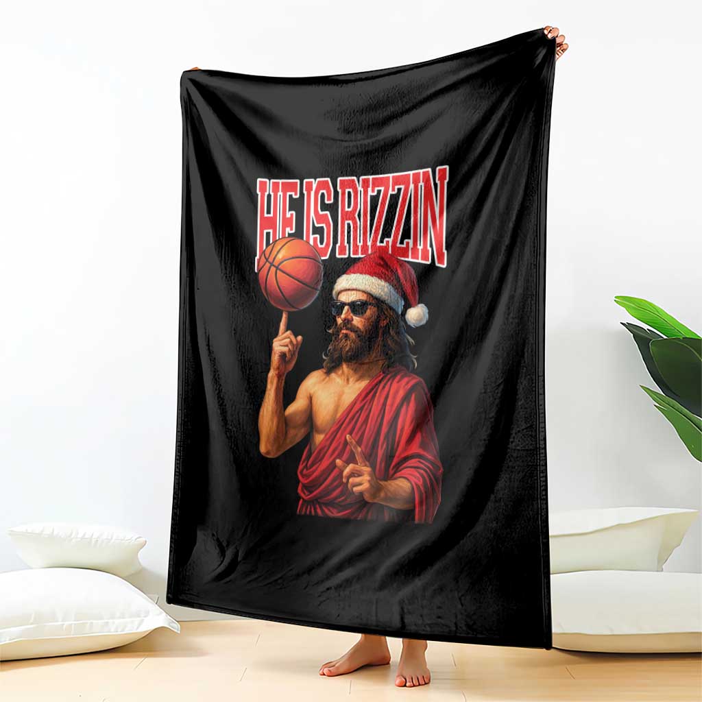 Jesus Basketball Christmas Throw Blanket He Is Rizzin - Wonder Print Shop