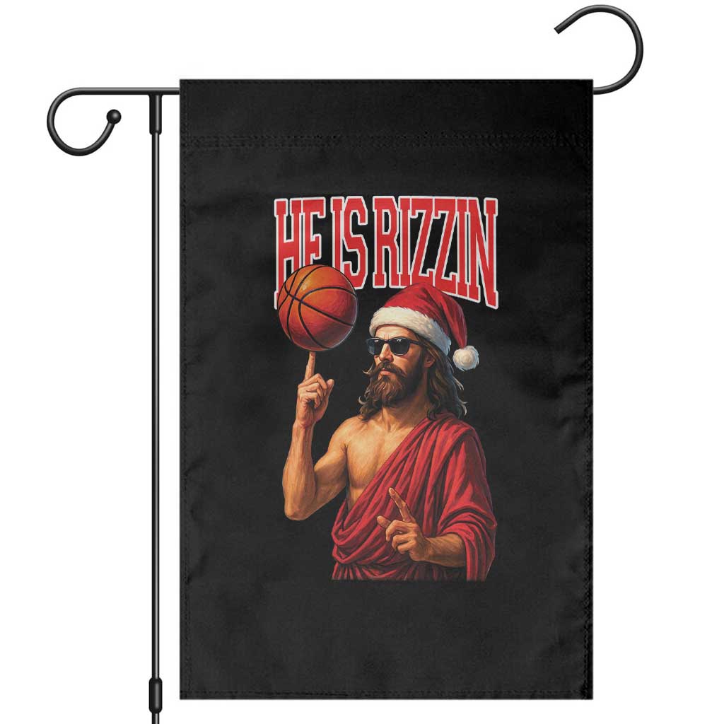 Jesus Basketball Christmas Garden Flag He Is Rizzin - Wonder Print Shop