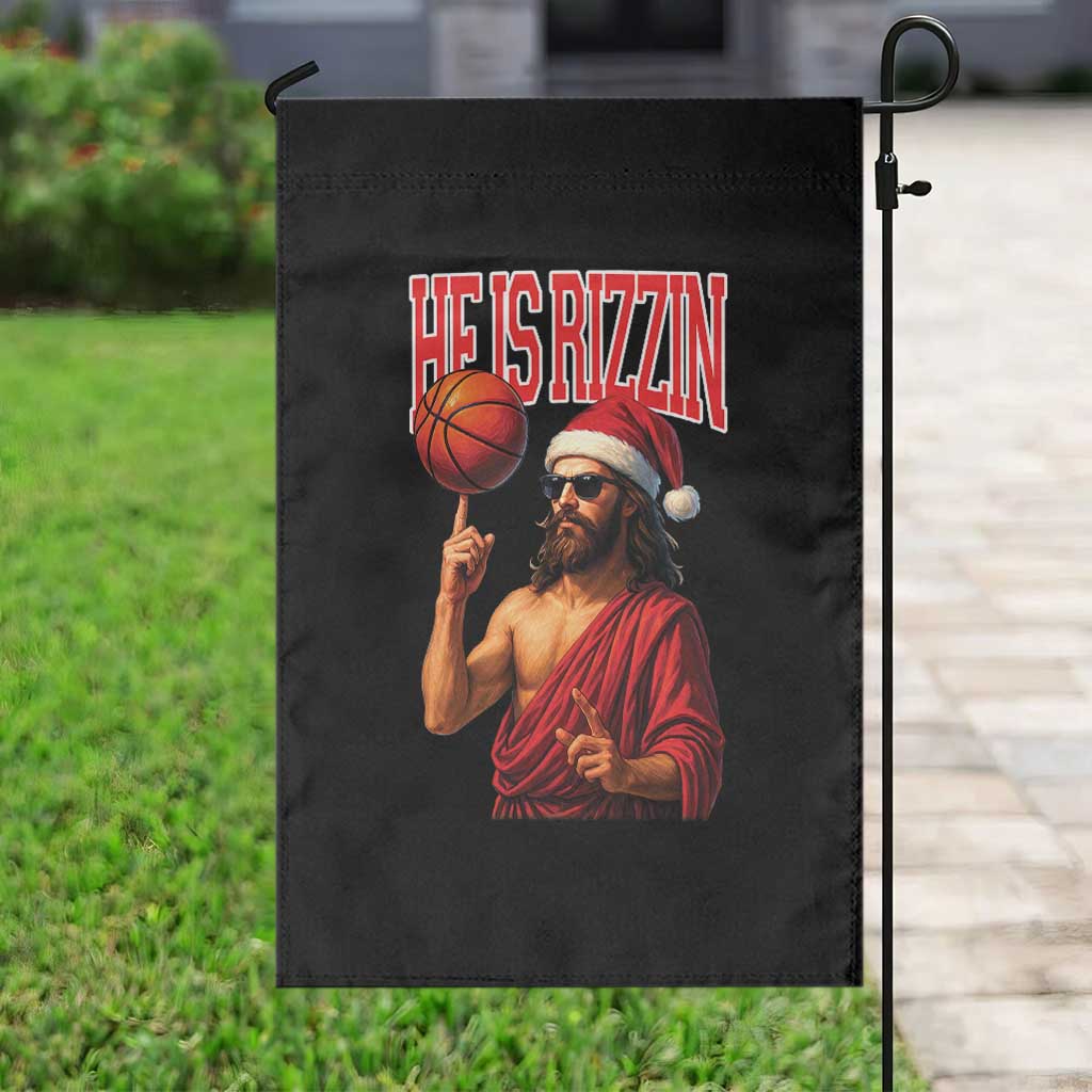 Jesus Basketball Christmas Garden Flag He Is Rizzin - Wonder Print Shop