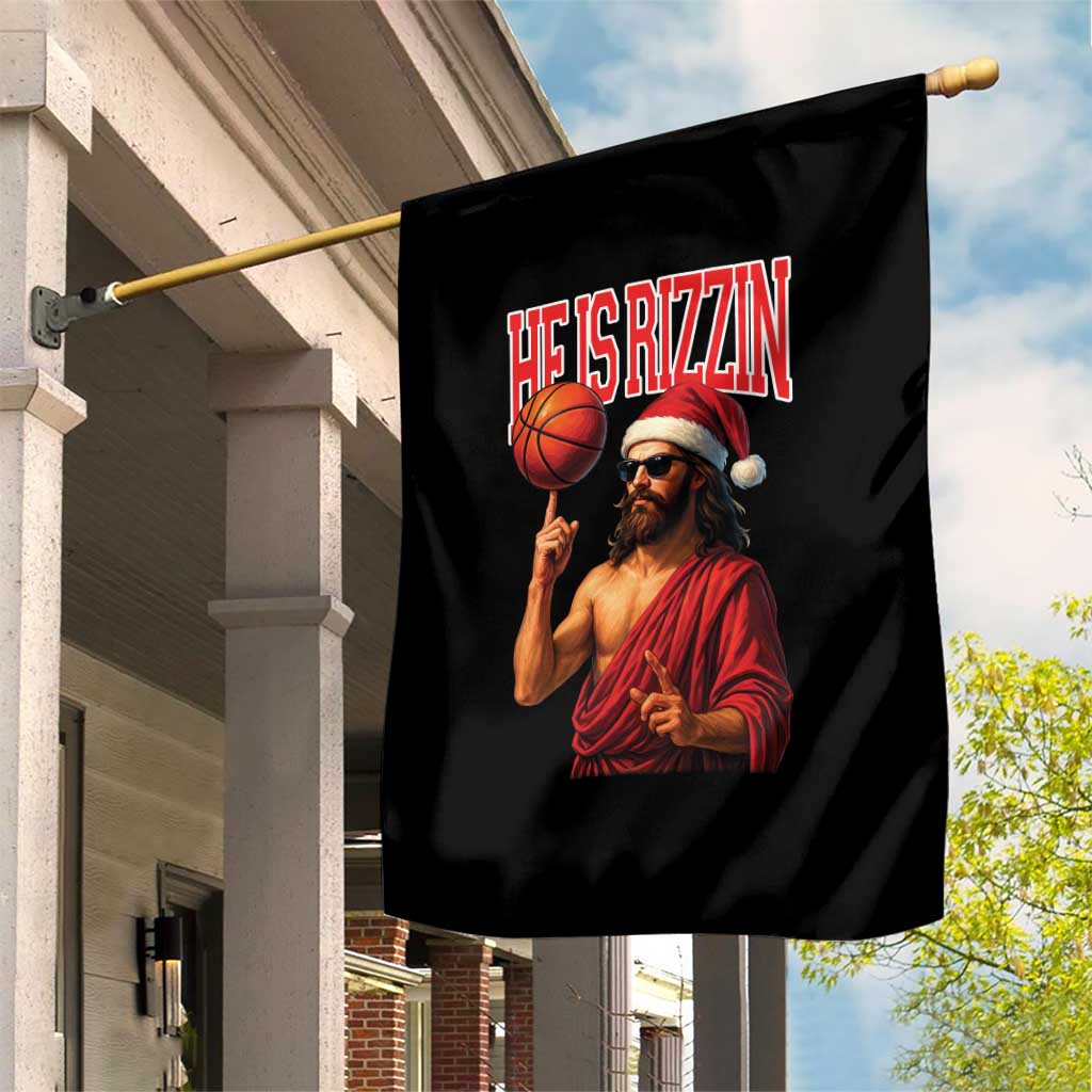 Jesus Basketball Christmas Garden Flag He Is Rizzin - Wonder Print Shop