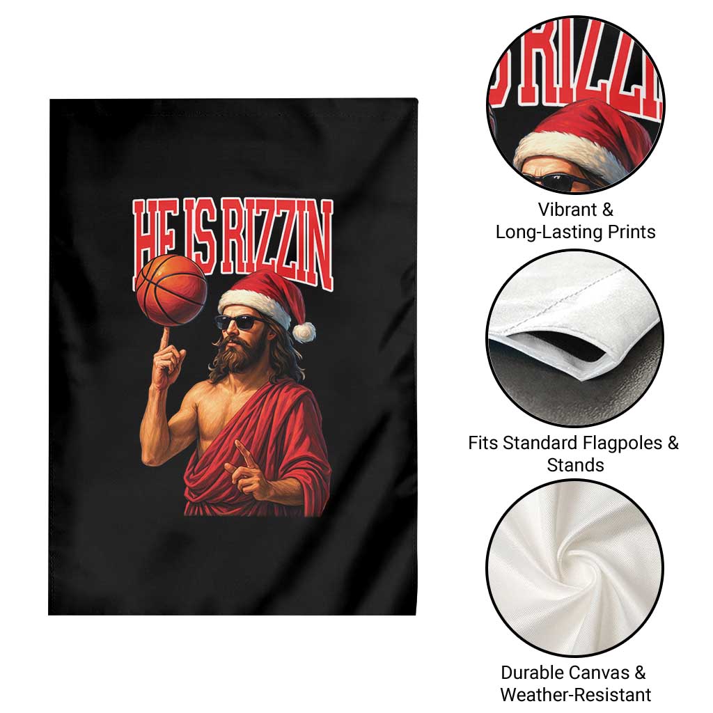Jesus Basketball Christmas Garden Flag He Is Rizzin - Wonder Print Shop