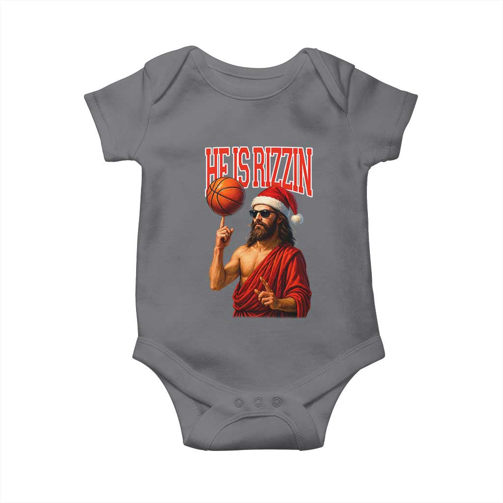 Jesus Basketball Christmas Baby Onesie He Is Rizzin - Wonder Print Shop