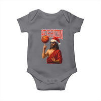 Jesus Basketball Christmas Baby Onesie He Is Rizzin - Wonder Print Shop