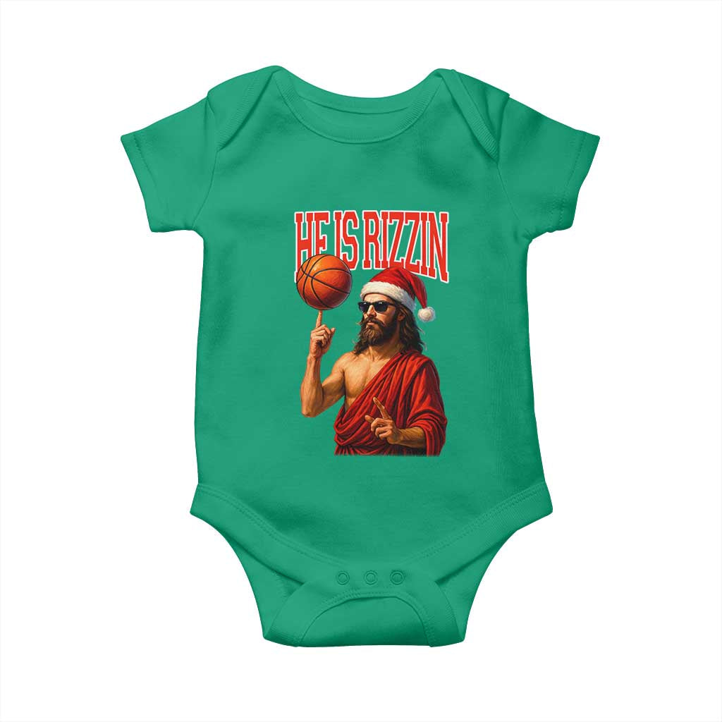 Jesus Basketball Christmas Baby Onesie He Is Rizzin - Wonder Print Shop