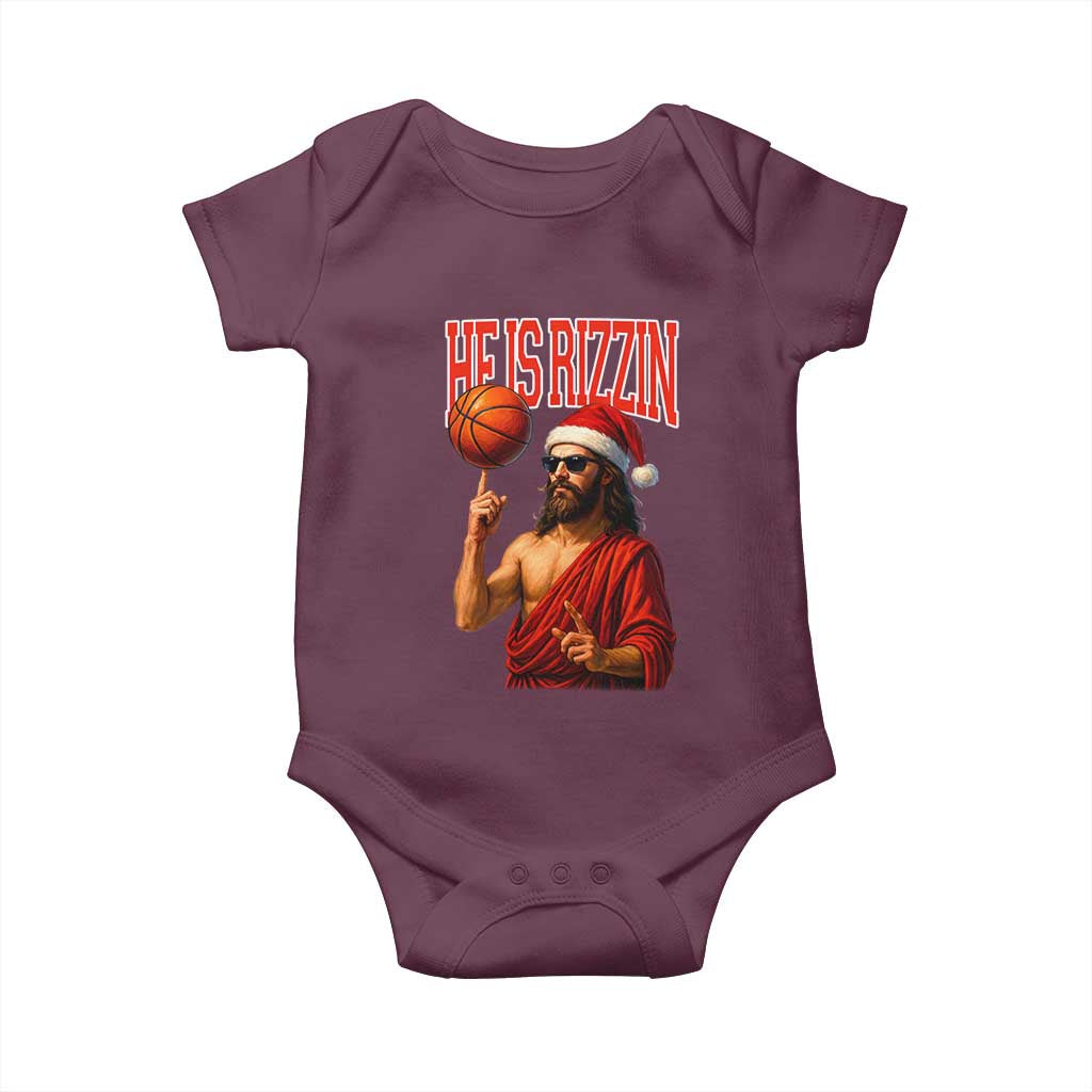 Jesus Basketball Christmas Baby Onesie He Is Rizzin - Wonder Print Shop