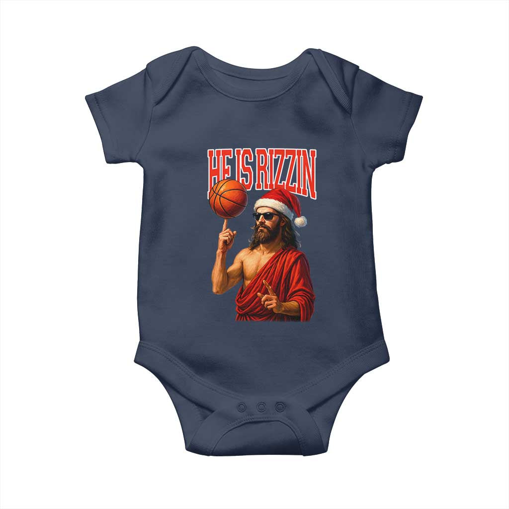 Jesus Basketball Christmas Baby Onesie He Is Rizzin - Wonder Print Shop