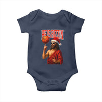 Jesus Basketball Christmas Baby Onesie He Is Rizzin - Wonder Print Shop