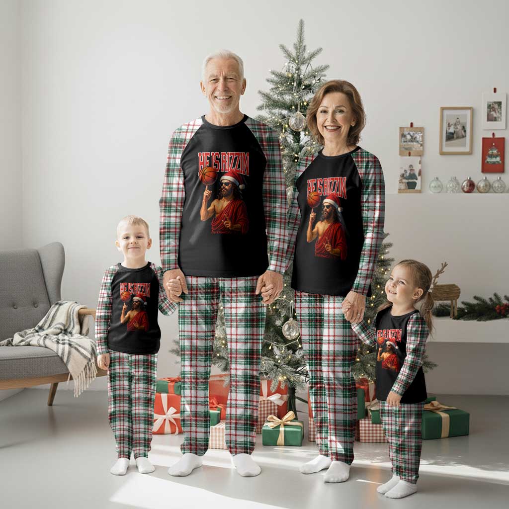 Jesus Basketball Christmas Plaid Pajama Set He Is Rizzin - Wonder Print Shop