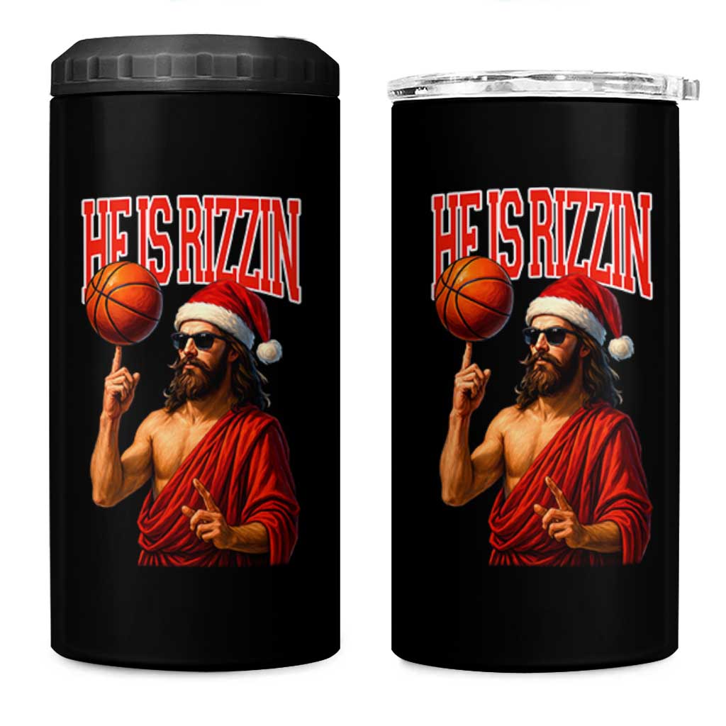 Jesus Basketball Christmas 4 in 1 Can Cooler Tumbler He Is Rizzin - Wonder Print Shop