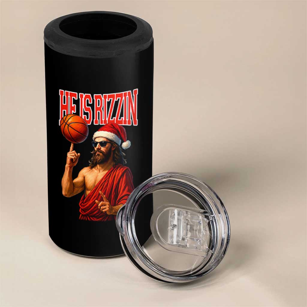 Jesus Basketball Christmas 4 in 1 Can Cooler Tumbler He Is Rizzin - Wonder Print Shop