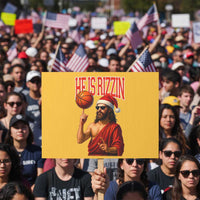 Jesus Basketball Christmas Protest Sign He Is Rizzin - Wonder Print Shop
