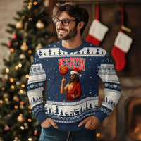 Jesus Basketball Xmas Ugly Christmas Sweater He Is Rizzin - Wonder Print Shop