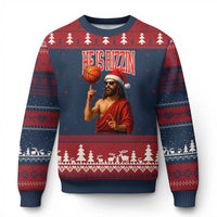 Jesus Basketball Xmas Ugly Christmas Sweater He Is Rizzin - Wonder Print Shop