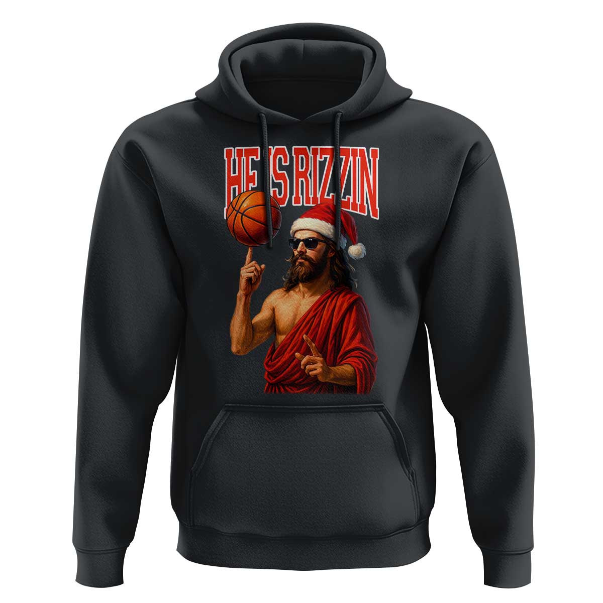 Jesus Basketball Christmas Hoodie He Is Rizzin - Wonder Print Shop
