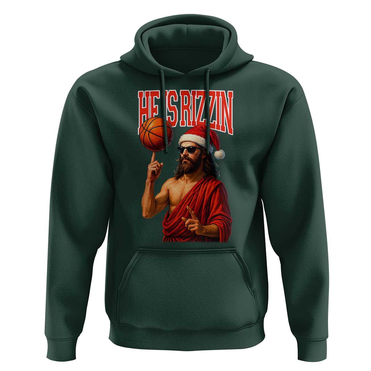 Jesus Basketball Christmas Hoodie He Is Rizzin - Wonder Print Shop