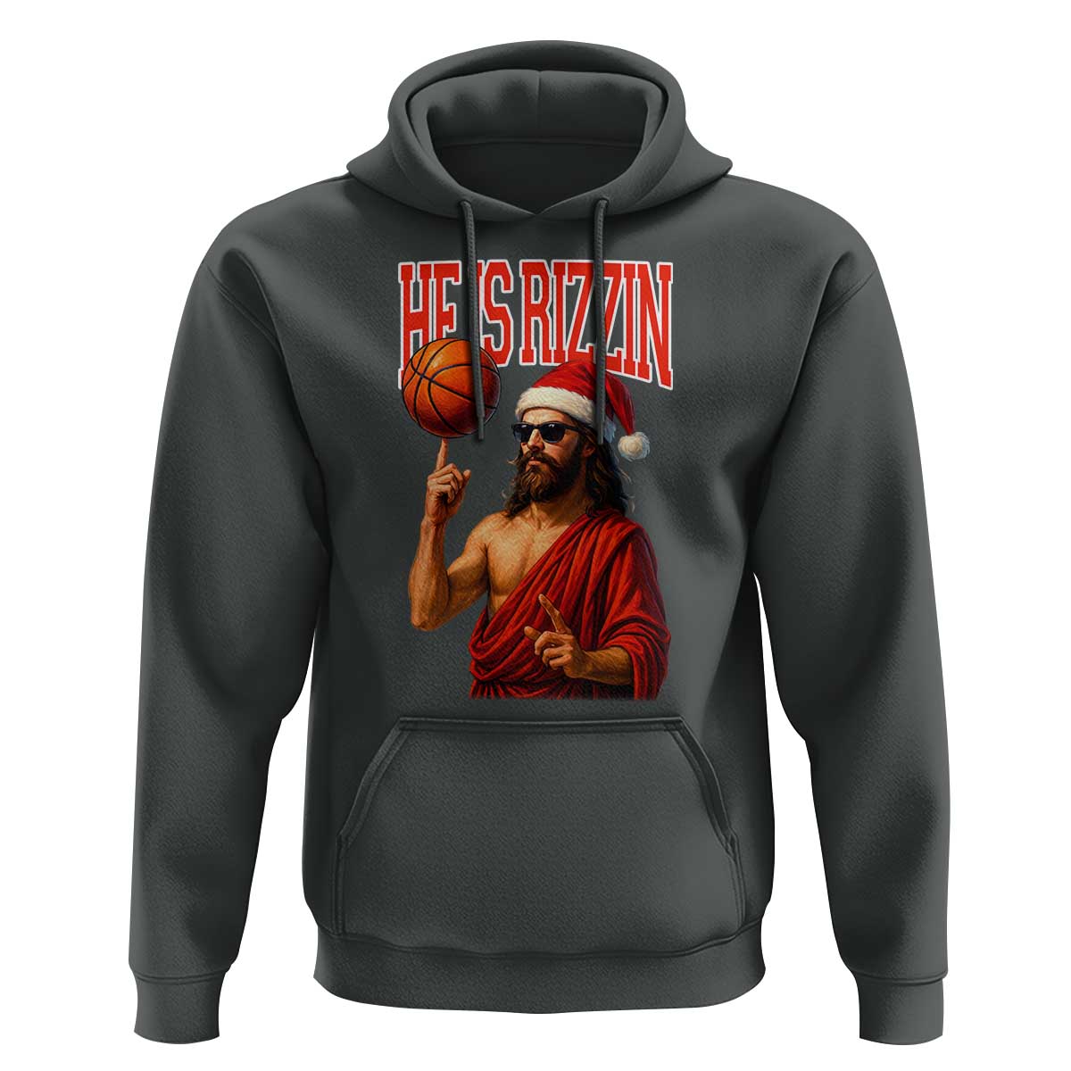Jesus Basketball Christmas Hoodie He Is Rizzin - Wonder Print Shop