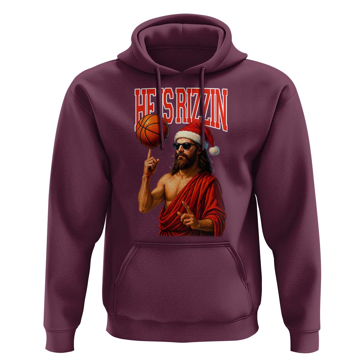 Jesus Basketball Christmas Hoodie He Is Rizzin - Wonder Print Shop